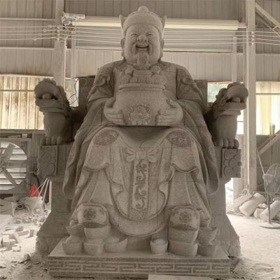 寺院摆放天然花岗岩雕刻财神爷坐像