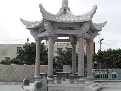 法院户外摆放花岗岩仿古建六角凉亭