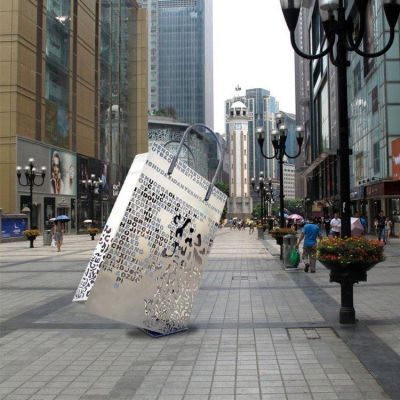 商业街公园景观小品摆件广场大型不锈钢镂空购物袋博鱼网页版