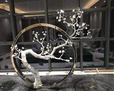 不锈钢镜面创意景观树圆环博鱼网页版