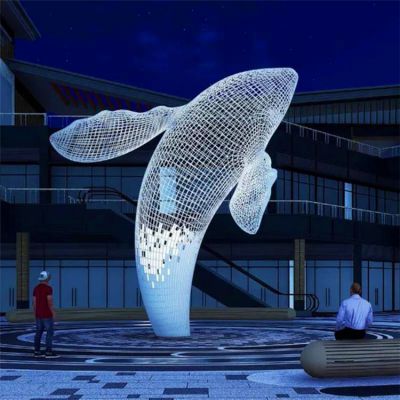 广场摆放不锈钢创意镂空鲸鱼亮化博鱼网页版