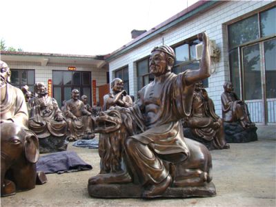 景区寺庙大型玻璃钢铜雕十八罗汉博鱼网页版