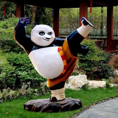 广场玻璃钢卡通功夫熊猫造型  卡通人物景观摆件