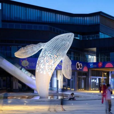 镂空不锈钢鲸鱼博鱼网页版商业街广场大型雕像