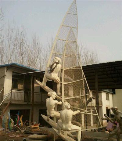 海滨城市花园帆船镂空人物不锈钢船博鱼网页版