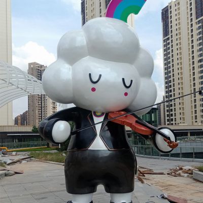 户外园林玻璃钢演奏乐器的卡通人物博鱼网页版