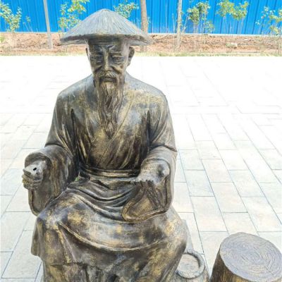 园林广场玻璃钢仿铜老翁人物博鱼网页版