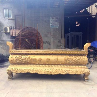 长形平口镀金寺庙户外仿古鼎香炉
