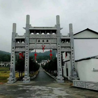 景区村入口摆放青石仿古建简易门楼牌坊博鱼网页版摆件