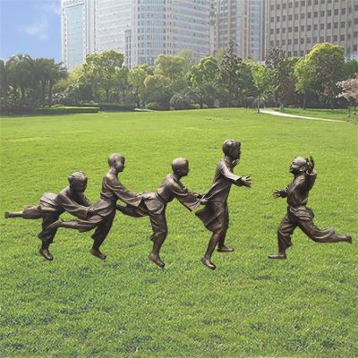 儿童撞拐博鱼网页版 童趣人物 小孩玩耍 铸铜人物户外摆件广场园林景观博鱼网页版