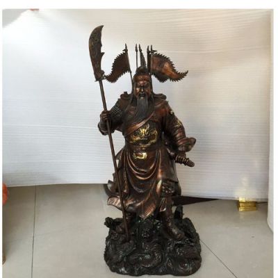 家用供奉铜雕立式拿刀关公博鱼网页版摆件