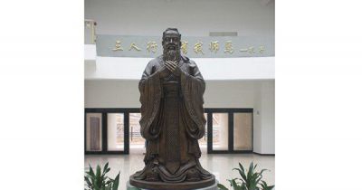 孔子学校室内摆放古代名师玻璃钢仿铜雕