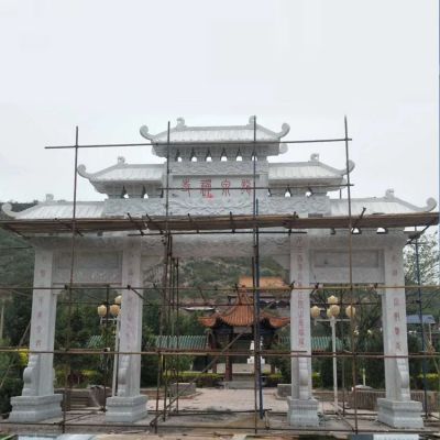 大理石石雕户外景观寺庙三门四柱古建筑牌坊博鱼网页版