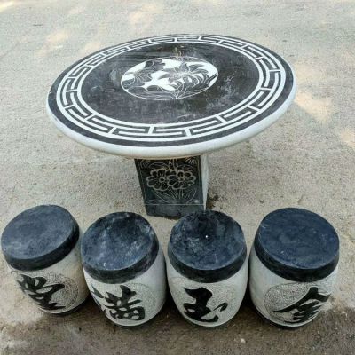 金玉满堂青石石雕圆桌凳