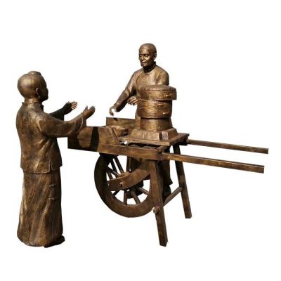 步行街摆放玻璃钢仿铜卖小吃商贩人物博鱼网页版