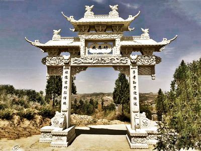 浮雕工艺单门汉白玉寺院景区摆放石牌坊