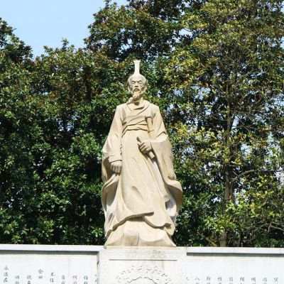 中国名人战国时期楚国诗人屈原砂岩石雕像