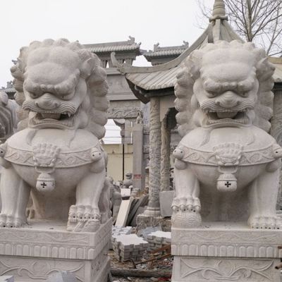 石雕大型青石头石狮子一对看门狮子博鱼网页版