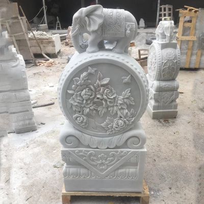 仿古汉白玉小象门墩庭院门口摆件石雕