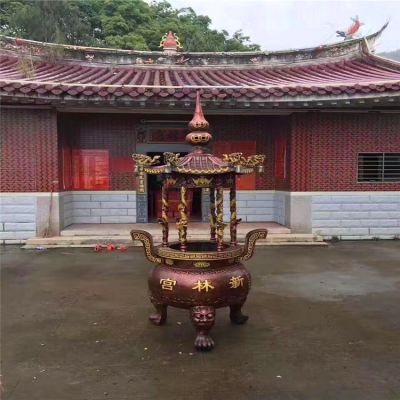 道教圆形铸铜祭祀元宝香炉博鱼网页版