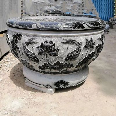 批量定制青石石雕花盆鱼缸 仿古做旧户外园林广场装饰石花盆_5804