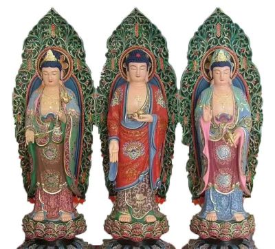 寺庙彩绘铸铜西方三圣博鱼网页版