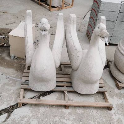 大理石石雕户外园林流水摆件天鹅景观