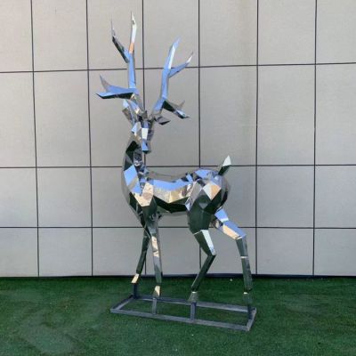 不锈钢几何户外抽象梅花鹿摆件