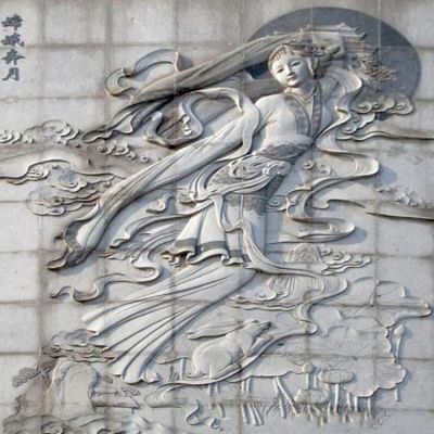 别墅园林嫦娥奔月浮雕大理石石刻神话人物壁画