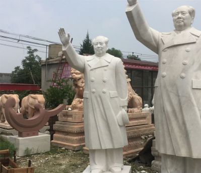 汉白玉挥手的户外广场伟人石雕毛泽东博鱼网页版