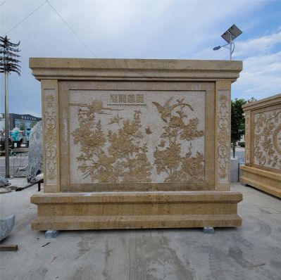 石雕影壁墙青石雕墙中式别墅庭院屏风门口摆件