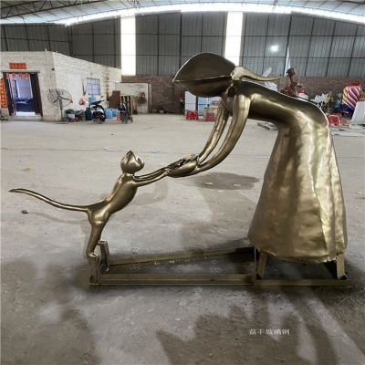  园林玻璃钢仿铜抽象母子主题艺术小品博鱼网页版