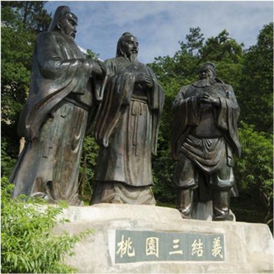 桃园三结义户外景区玻璃钢仿铜人物景观博鱼网页版