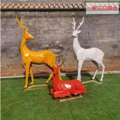 玻璃钢彩绘户外园林景观抽象几何梅花鹿博鱼网页版