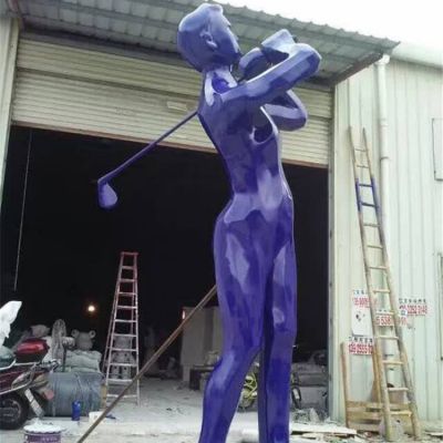 园林户外玻璃钢抽象打高尔夫的人物博鱼网页版