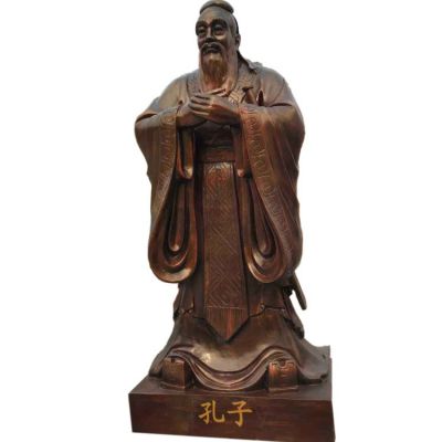 黄铜铸造校园人物博鱼网页版儒家创始之祖孔子立式雕象