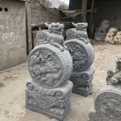 大理石石雕大型浮雕貔貅门墩抱鼓石博鱼网页版