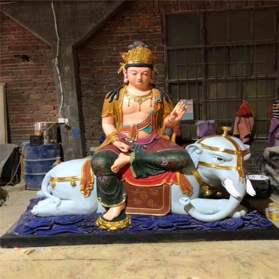 玻璃钢树脂彩绘寺庙菩萨文殊普贤博鱼网页版