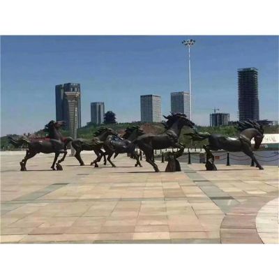 广场摆放青铜铸造奔腾马动物景观博鱼网页版