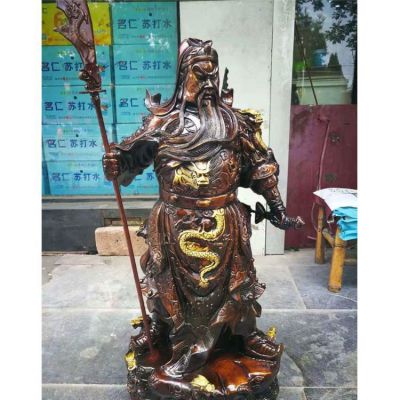 宗教寺庙大型立式拿刀的铜雕武财神博鱼网页版