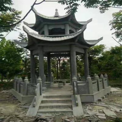 户外园林景观青石大理石石雕双层凉亭博鱼网页版摆件