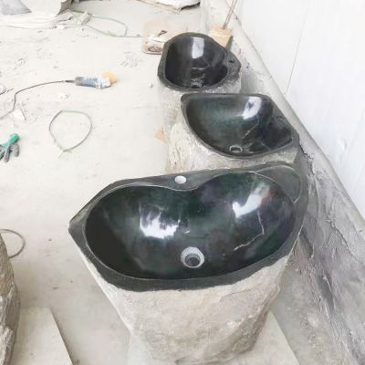 青石仿古鱼缸花盆定制 户外公园景观石雕花盆摆件 雕刻花钵博鱼网页版_1309