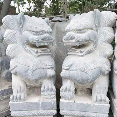 庭院小区门口大型大理石石雕狮子博鱼网页版