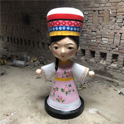 广场玻璃钢卡通少数民族主题人物博鱼网页版