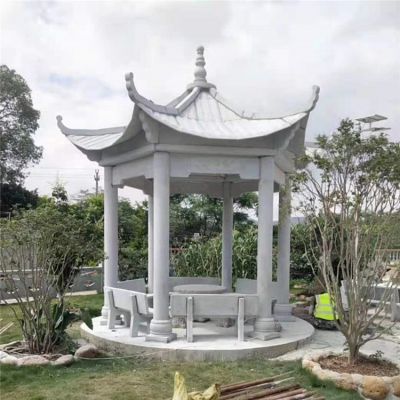 大理石仿古建筑公园户外六角凉亭博鱼网页版摆件