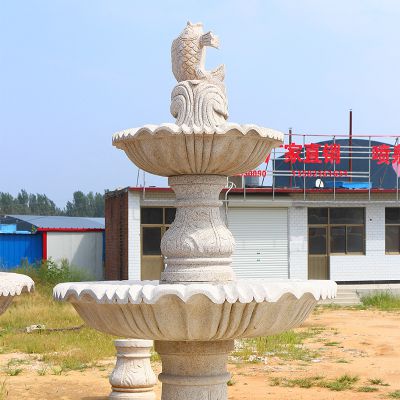 景点广场摆放大理石浮雕鲤鱼吐水景喷泉博鱼网页版