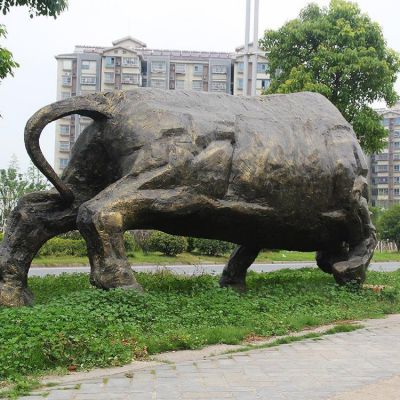 玻璃钢仿铜华尔街牛博鱼网页版小区园林摆件