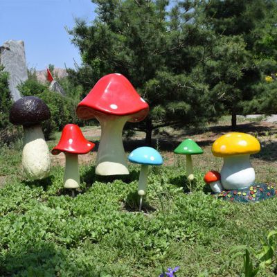 户外操场玻璃钢卡通园林景观蘑菇摆件