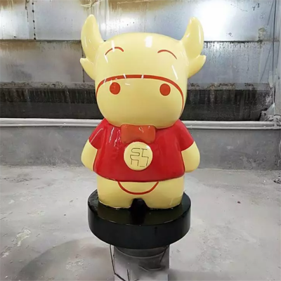 卡通小牛犊，玻璃钢商场美陈动物摆件