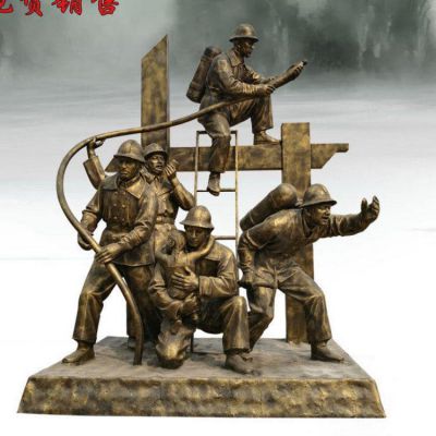 玻璃钢仿铜户外街道消防员人物博鱼网页版